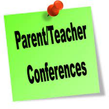green background black words say Parent Teacher conferences